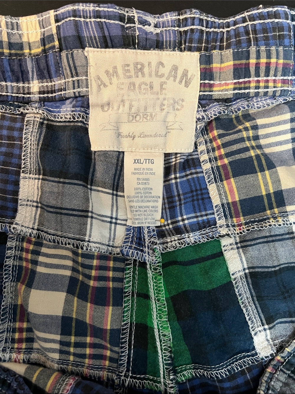American Eagle Outfitters Patchwork Plaid Shorts - Blue & Green - Picture 3 of 4